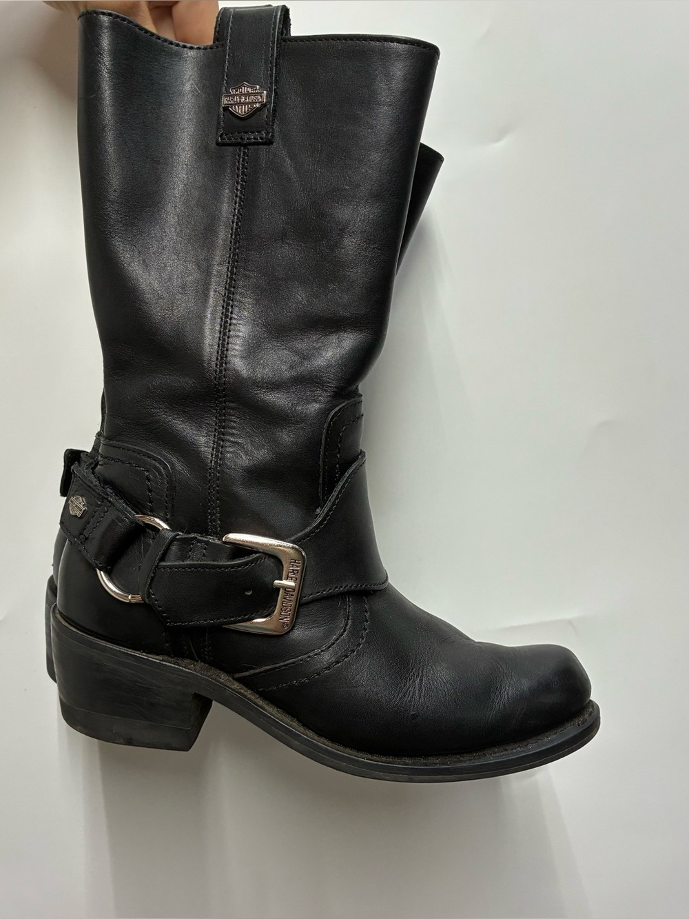 Harley-Davidson Womens 7.5 Bristol Harness black leather mid cut boots Biker
